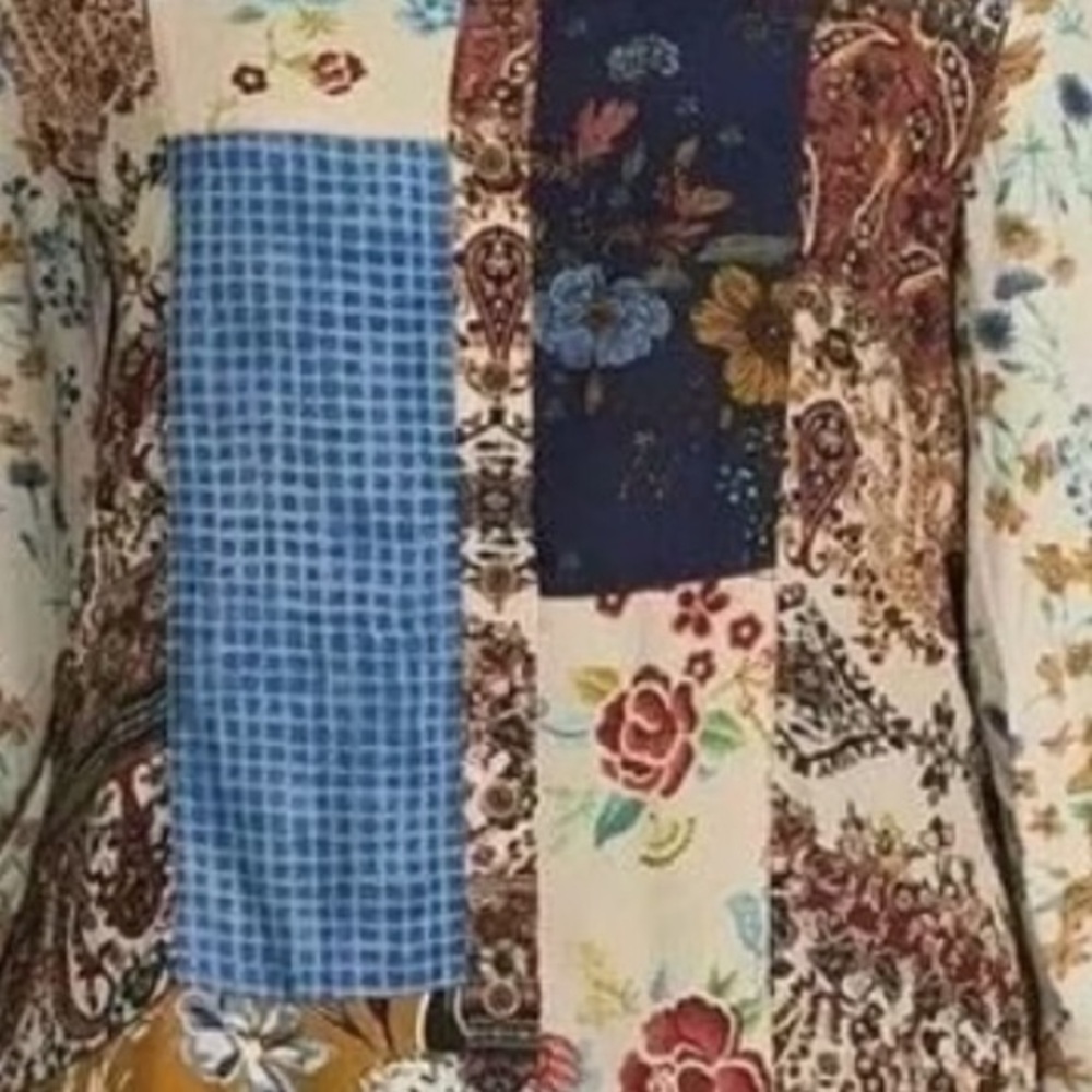 John Mark Patchwork Print Tunic Button Front Shir… - image 5